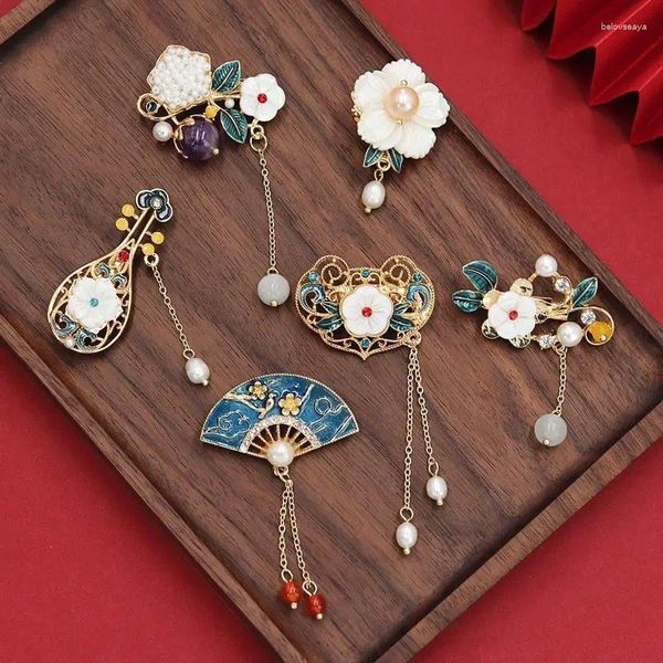 Brooches Retro Chinese Style Email Tian-Tsui Brooch Classical Shell Flower Royal Court Corsage Elegant Corsage Cheongsam Ornement