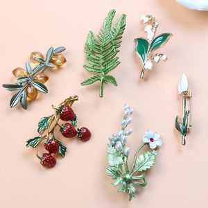 Broches rétro Design créatif feuille verte fleur fruit broche écolière fête arbre plante pull chapeau Corsage broche