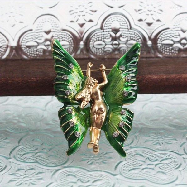 Brooches rétro Openwork Ancient Emerald Series Brooch Light Luxury Butterfly Pin