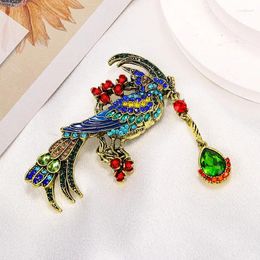 Broches rétro Phoenix broche pour femmes luxe Vintage série haut de gamme Animal oiseau strass pendentif tempérament broche bijoux