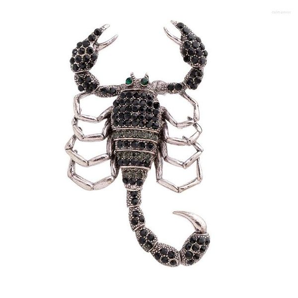 Broches rétro Scorpion complet en strass, broche pour hommes et femmes, écharpe en cristal, Clip manteau, accessoires de costume, broches bijoux
