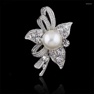Broches en strass cristal clair, Imitation de perles pour femmes, mariage ou robe, Bouquet, accessoires de décoration DIY, AB083