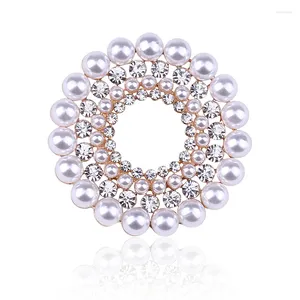 Broches strass cristal couleur argent fleur pour femmes hommes mariage fête nuptiale ronde Bouquet broche broche claire