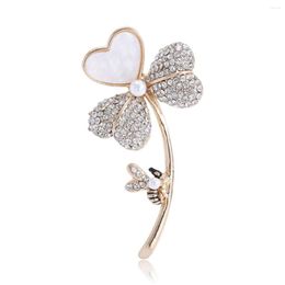 Broches strass fleur abeille sur arbre feuilles trèfle perle broche vêtements pour femmes vêtements robe mode bijoux accessoires