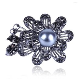 Broches flor de diamantes de diamantes para mujeres dama girasol imitación perlas cristal boda broche pin accesorios de joyería