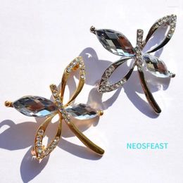 Brooches Rhingestone for Women Hollowed Pin Collar Crystal Dragonfly Brooch Gold Color Garments Ladies Coats Accessoires
