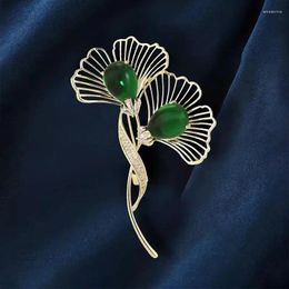 Brooches Rhinestone ginkgo biloba foulard de la plante en pierre Broche pour les femmes bijoux de mode cadeau bouquet bouquet banquet accessoires