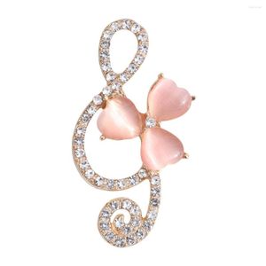Broches Rhinestone Musical Note Opal Clover Flower Badge Broche Pak Sweater Bag Hat Pin Party Daily Fashion Jewelry