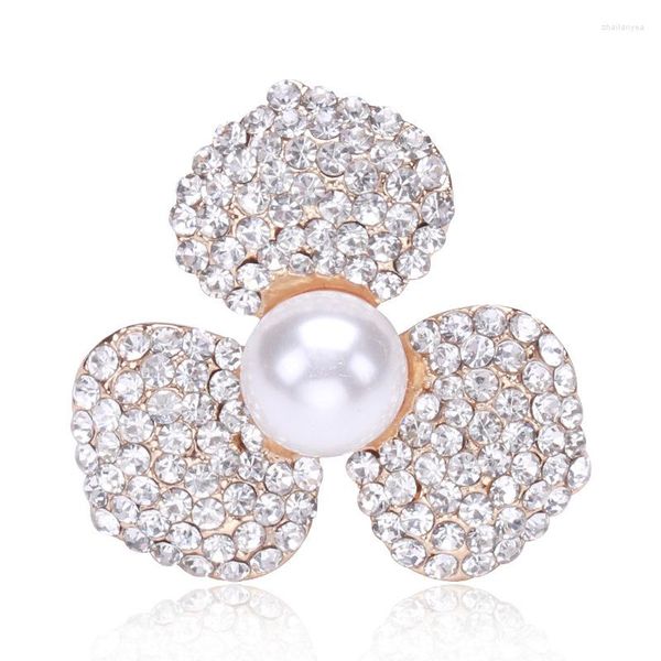 Broches Rhinestone Perla Trébol Flor Broche Feminidad Suéter Cárdigan Fiesta Boda Ropa Diaria Joyería