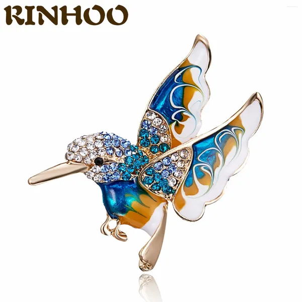 Broches Rinhoo Arrivée Email Oiseau Brooch Pins Fashion Jumestone Hummingbird Animal Men Femmes Bijoux Bijoux Cadeau de Noël