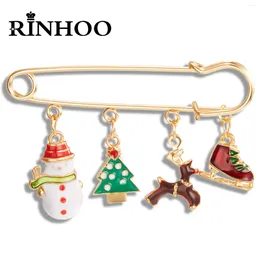 Broches Rinhoo Vrolijk Kerstfeest Kerstboom Sneeuwpop Herten Elanden Skate Schoenen Hanger Grote Naald Pins Emaille Badge Jaar Party Geschenken