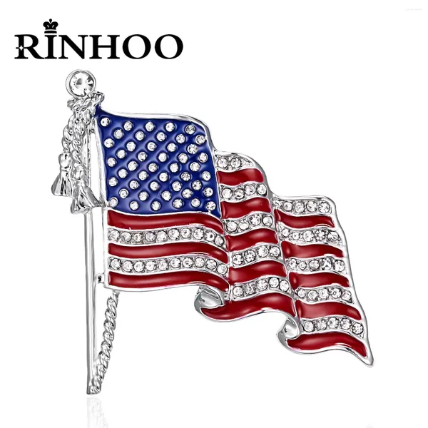 Broches Rinhoo bandera nacional Metal Rhinestone solapa Pin insignia EE. UU. América moda Pins joyería accesorios de traje