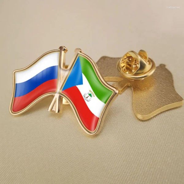 Brooches Fédération de Russie et Guinée équatoriale ont traversé les pins à revers à double amitié Badges de broche