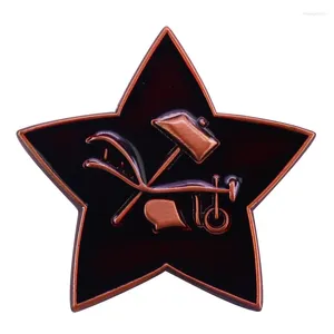 Broches Russische Hamer En Ploeg Ster Sovjet Pentagram Emaille Broche Pins Badge Revers Pin Legering Metaal Mode-sieraden Accessoires Geschenken