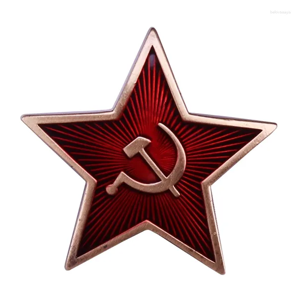 Broches Russian USSS Soviet Red Star Star Star Mate Matge Pon con joyería de martillo falciforme