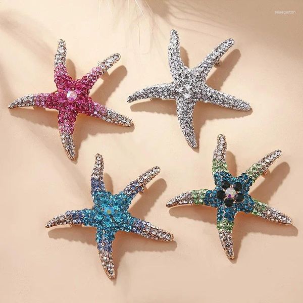 Broches Sea Life Starfish Summer Set Diamants Pull à manches courtes Chemise Corsage Pin Gemstone Accessoires délicats personnalisés Pins