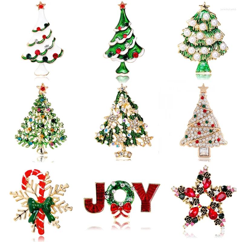 Brooches Selling Christmas Tree For Women Men Vintage Rhinestone Pearl Enamel Pins Fashion Ornaments Year Gift