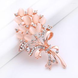 Broches vente à la mode opale pierre fleur broche broche mariée femmes accessoires de Costume bijoux strass cadeau d'anniversaire