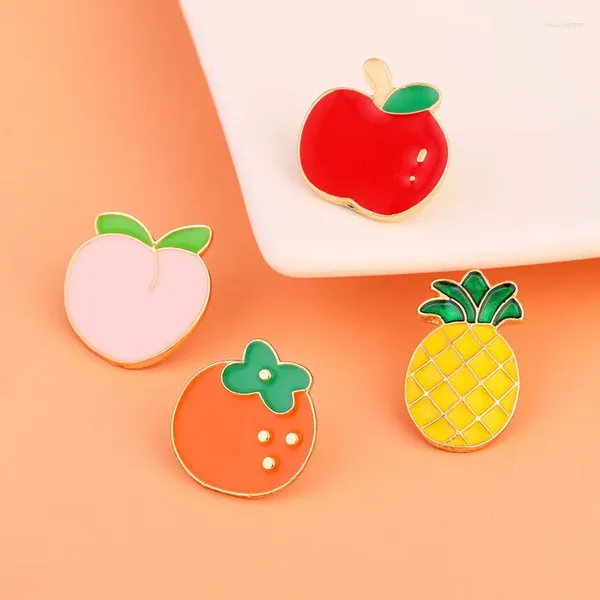 Broches Shining U Fruta Manzana Piña Fresa Naranja Broche Pin Para Niñas Niños Accesorio De Moda Regalo