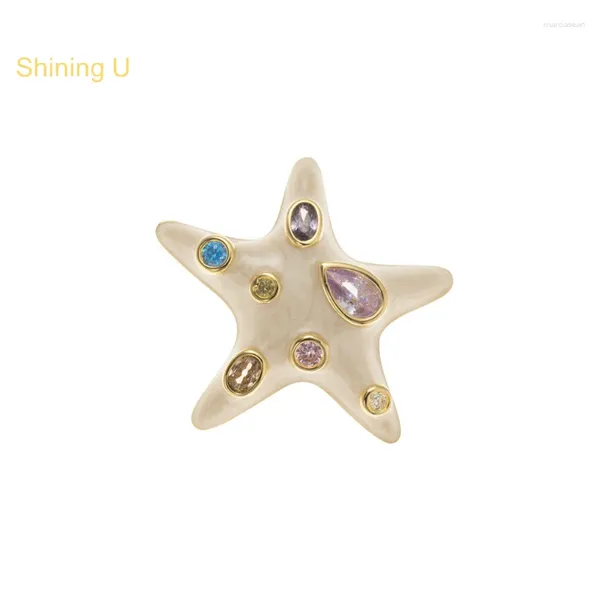 Broches brillant U Broche des étoiles de mer pour femmes en émail étoile de bijoux de mode accessoire d'été subr5339