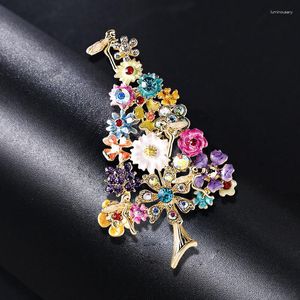 Broches SHMIK classique coloré fleur arbre de noël émail broche pour femmes dame cristal Vintage costume bureau broches Badges année cadeau