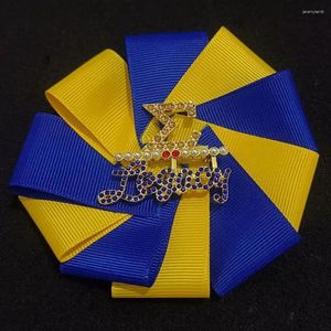 Broches Zijden Bloemvormig Lint School Organisatie Griekse Letter Ingelegd Strass SGR Broche Sieraden