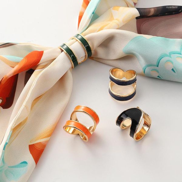 Broches simples boucles en métal pour foulard en soie chemise coin noeud boutons peinture couleur anneau