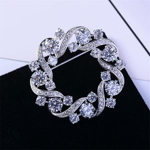 Broches Simple Blanc Zircon Guirlande Broche Luxe Strass Guirlande Broche Cristal De Mariage Broches Pour Bouquet De Mariée Robe Bijoux