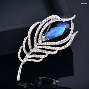 Broches SINLEERY Big Blue Stone Plume Femmes Pin Party Accessoires De Mariage Bijoux De Mode SSB
