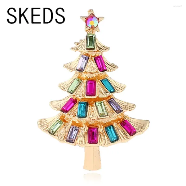 Broches SKEDS arrivée arbre de noël éblouissant strass broches pour femmes hommes classique Festival fête Banquet Corsage bijoux