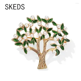 Brooches Skets Creative Tree Pearl Emel pour femmes Elegant Metal Fashion Wedding Party Casual Brooch épingles Bijoux