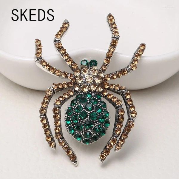 Brooches Skets Creative Vintage Crystal Metal Spider Brooch Women's Men's Party Banquet Vêtements Accessoires