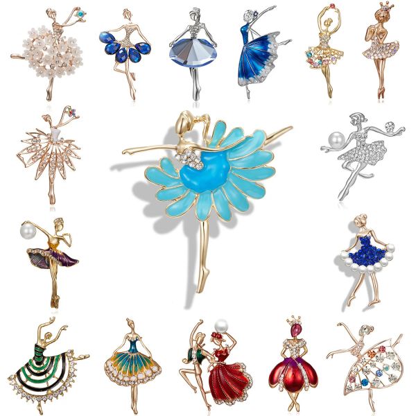 Broches Skets Exquis Crystal Ballet Dancer Brooches Bijoux épingles pour la dame élégante Femme Broche Brises de costume décoratif