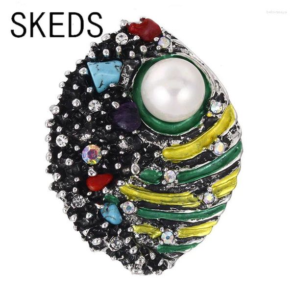 Brooches Skeds Fashion Arrivée Femmes Hommes décontractés Round Pearl Rhinestone Pins Vintage Top Brand Unisexe Party Corsage Jewelry