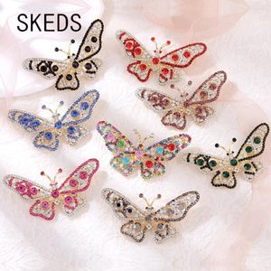 Broches Skets Vintage Fashion Femmes Butterfly Rugestone Broche Grand Crystal Insect Exquis Corsage Party Clothing Clothing Tobs