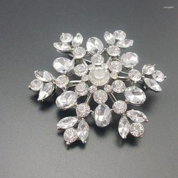 Brooches Snowflake Silver plaqué Tone Vintage Style Crystal Fleur Broche Broche Pentagram Corsage Pin pour le mariage N °: BH7461