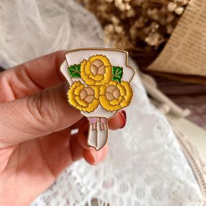 Broches âme thé au lait fille douce fleur de jasmin goutte glaçure émail plante broche fraîche accessoires féminins