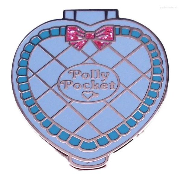 Broches étincelantes Badge de coeur scintillant Pin d'émail Pollys Pockets toys poupées bijoux Cadeau parfait pour les filles
