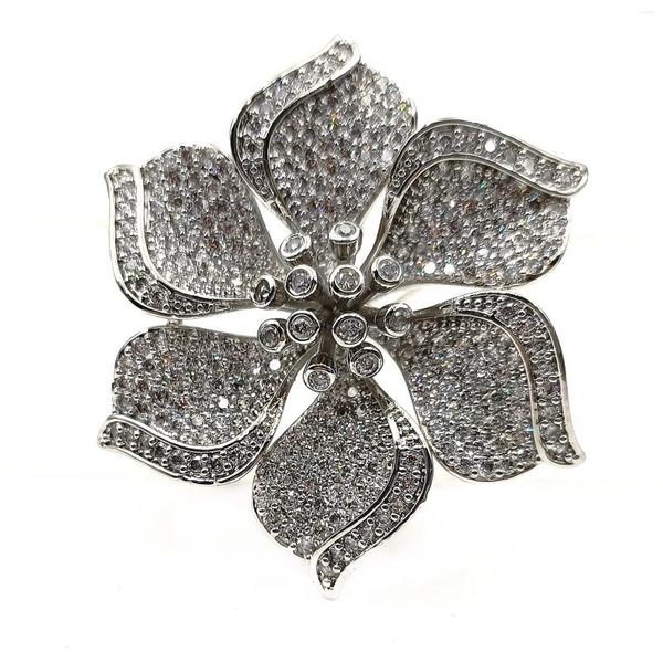 Broches Pistil étincelant Cluster centré cinq pétales de fleurs dansantes broches bouquet de mariage broche bijoux pour invité de demoiselle d'honneur de mariée