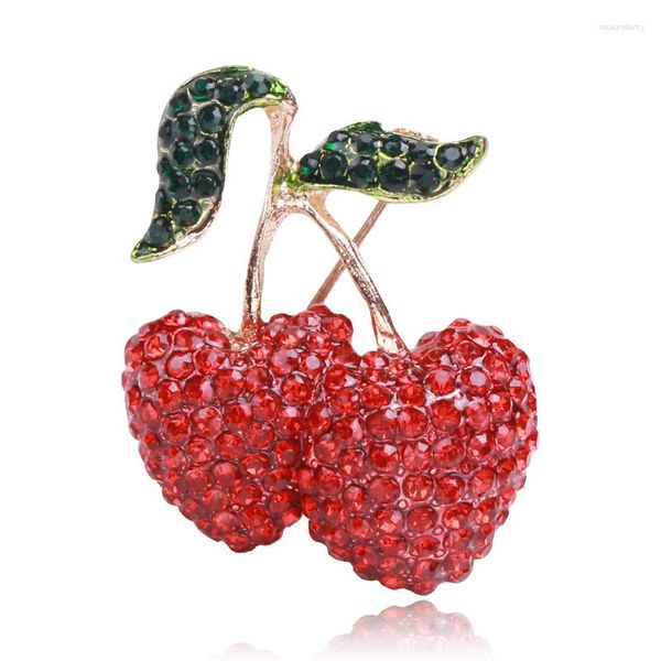 Broches Mousseux Rouge Cerise Pour Femmes Unisexe Strass Fruits Fête Bureau Broche Broche Cadeaux