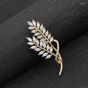 Broches sprankelende strass gouden kleur paddy broche pin bladeren pinnen kristallen tarweoren voor vrouwen accessoires broche sieraden