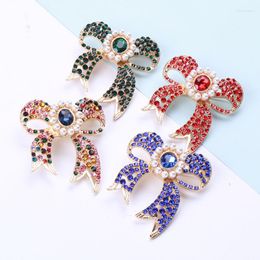 Broches Strass étincelant perle Bowknot broches pour femmes mariages fête bureau vêtements quotidiens costume sac accessoires broches cadeaux