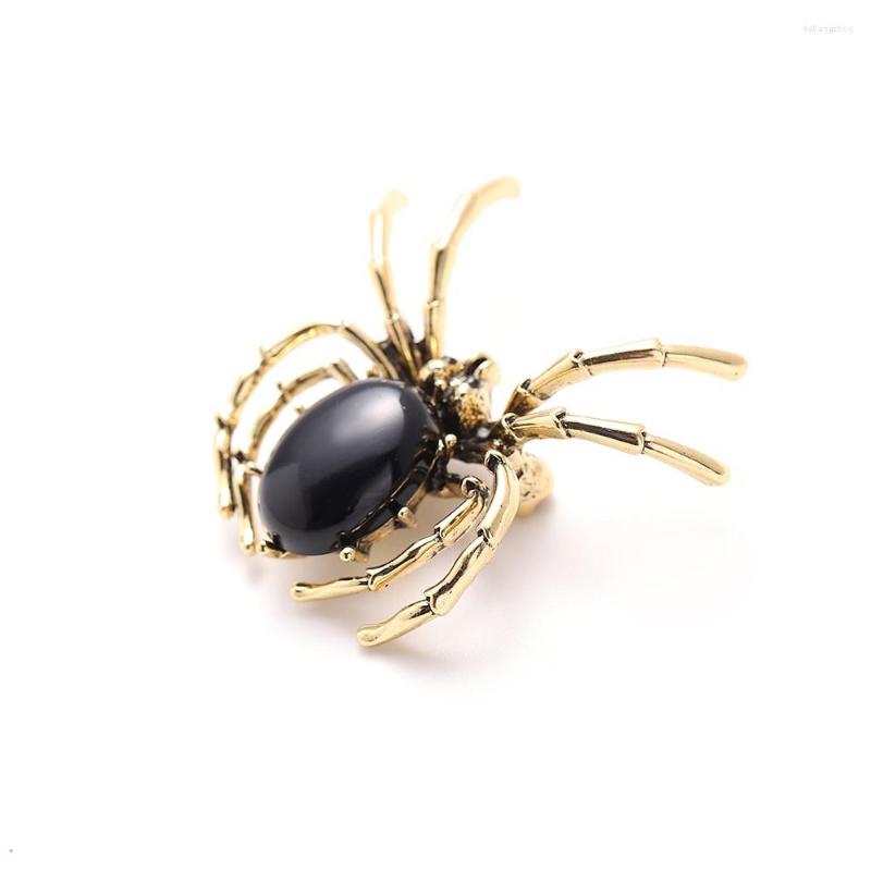 Broscher Spider Black Gem Brosch Kvinnor Bling Insekt Pin Smycken Bröllopsfest Present