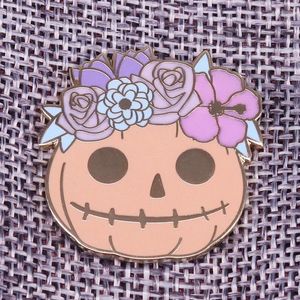 Broches spookachtige pompoenbadges schattige Halloween broche bloem pastel goth schedel email pin herfst sieraden cadeau voor kinderen jassen shirt