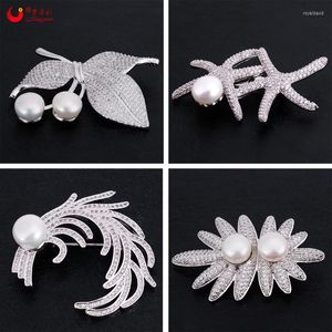 Broches zeester bloem zoetwater parelparel broche email pins kersen broshes zirkoonjurk kerst voor vrouwen mode sieraden