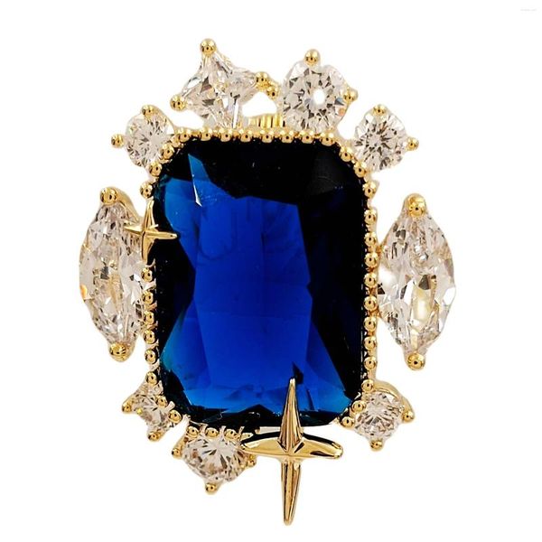 Broches superbes grappes élégantes en pierre bleue, accessoire de collier Art déco, épingle à revers