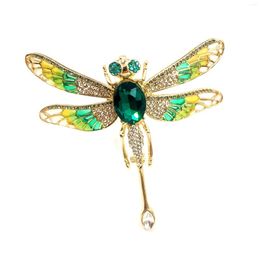 Broches Prachtige geëmailleerde vleugel groene strass grote libel broche pin insect sieraden voor vrouwen kostuum pak trui chic mode