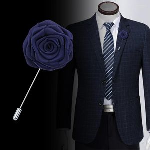 Broches Traje Broche Prendedores Hombres Mujeres Boda Cinta hecha a mano Rosa Flor Pin de solapa Botón Stick