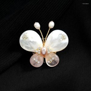 Broches papillon d'été pour femmes, breloque perle rose, accessoires pour vêtements de fête de mariage, bijoux cadeaux