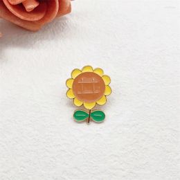 Broches Broche tournesol mode créative petite plante de soleil frais série de fleurs en métal émail Badge broche bijoux accessoires cadeau